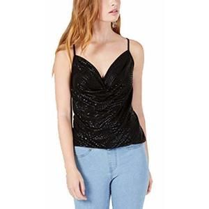 Gypsies & Moondust Juniors' Black Textured Cowl-Neck Camisole, Size S